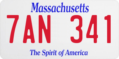 MA license plate 7AN341