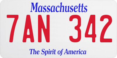 MA license plate 7AN342
