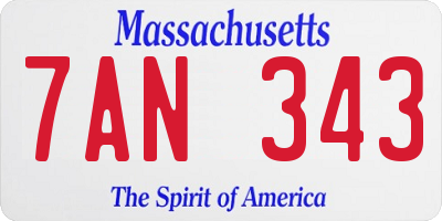 MA license plate 7AN343