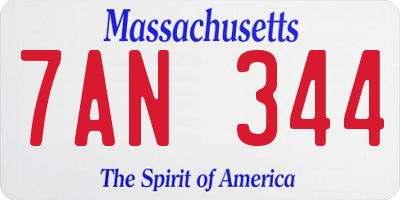 MA license plate 7AN344