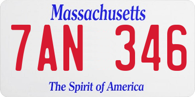 MA license plate 7AN346
