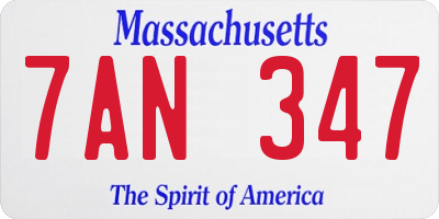 MA license plate 7AN347