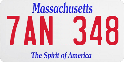 MA license plate 7AN348