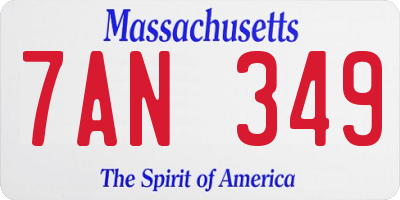 MA license plate 7AN349