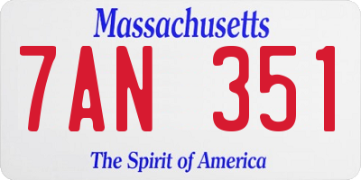 MA license plate 7AN351