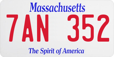 MA license plate 7AN352