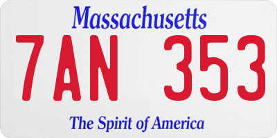 MA license plate 7AN353