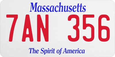 MA license plate 7AN356