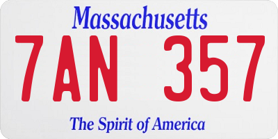 MA license plate 7AN357