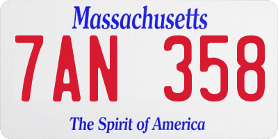MA license plate 7AN358