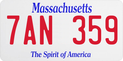 MA license plate 7AN359