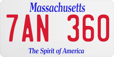 MA license plate 7AN360
