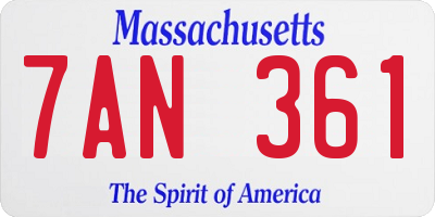 MA license plate 7AN361
