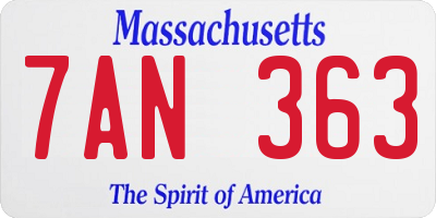 MA license plate 7AN363