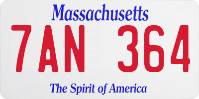 MA license plate 7AN364