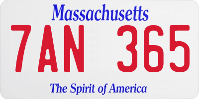 MA license plate 7AN365
