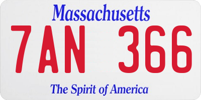 MA license plate 7AN366