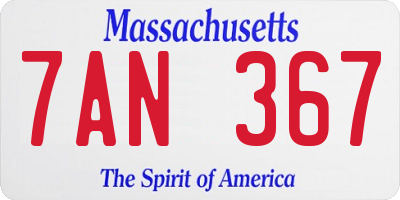 MA license plate 7AN367