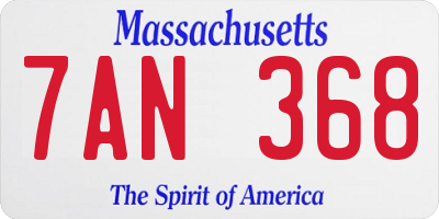 MA license plate 7AN368