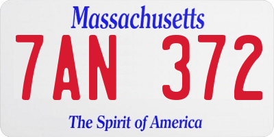 MA license plate 7AN372