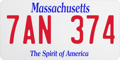MA license plate 7AN374