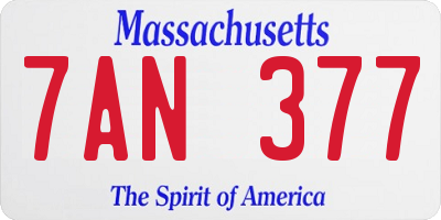 MA license plate 7AN377