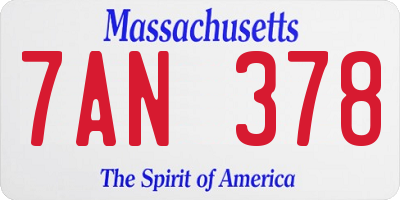 MA license plate 7AN378