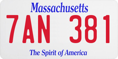 MA license plate 7AN381