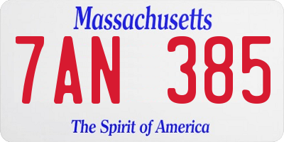 MA license plate 7AN385