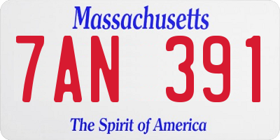 MA license plate 7AN391