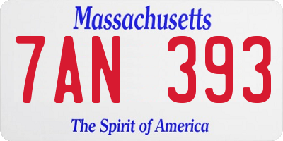 MA license plate 7AN393