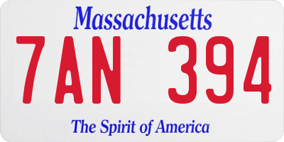 MA license plate 7AN394