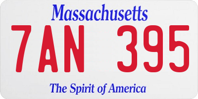 MA license plate 7AN395