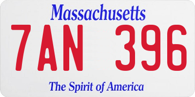MA license plate 7AN396