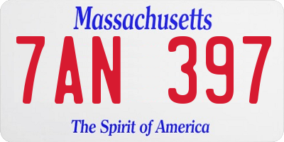 MA license plate 7AN397