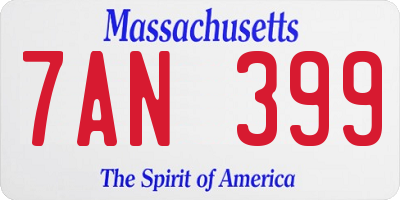 MA license plate 7AN399