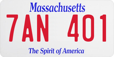 MA license plate 7AN401