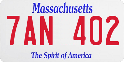 MA license plate 7AN402