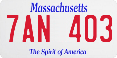 MA license plate 7AN403