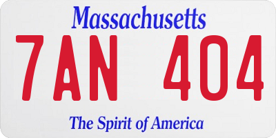 MA license plate 7AN404