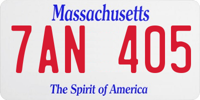 MA license plate 7AN405