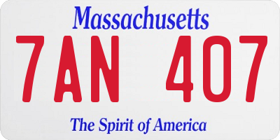 MA license plate 7AN407