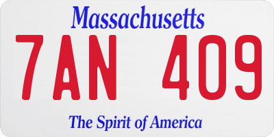 MA license plate 7AN409