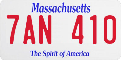 MA license plate 7AN410