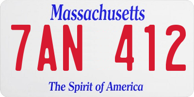 MA license plate 7AN412