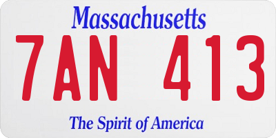 MA license plate 7AN413