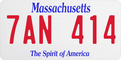 MA license plate 7AN414