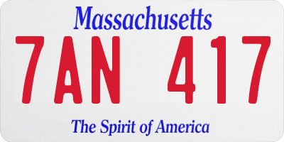 MA license plate 7AN417