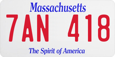 MA license plate 7AN418