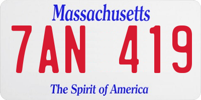 MA license plate 7AN419